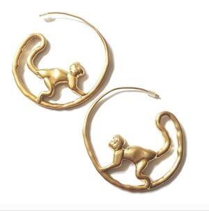 TORY BURCH Call of the Wild Monkey Hoop Earrings Gold